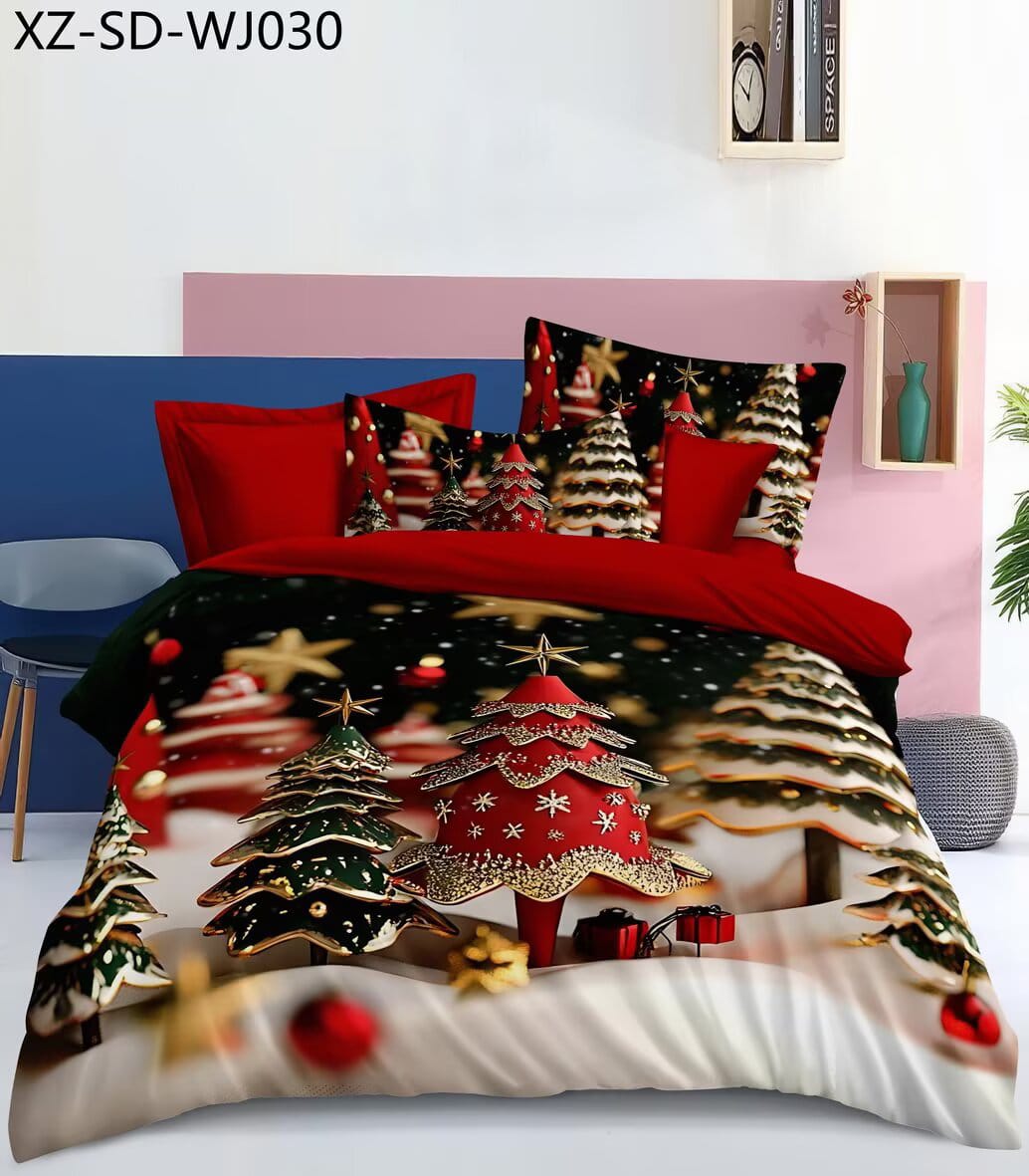 🎅 Copripiumino matrimoniale Natalizio Double Face con Federe – Villaggio Incantato