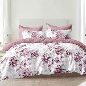 Copripiumino Matrimoniale Floreale Rosa e Lilla con Federe” – “Bloom Harmony”