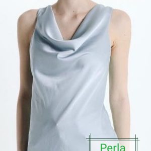 Canotta /sottogiacca spalla larga con collo ad anello in morbido raso oversize