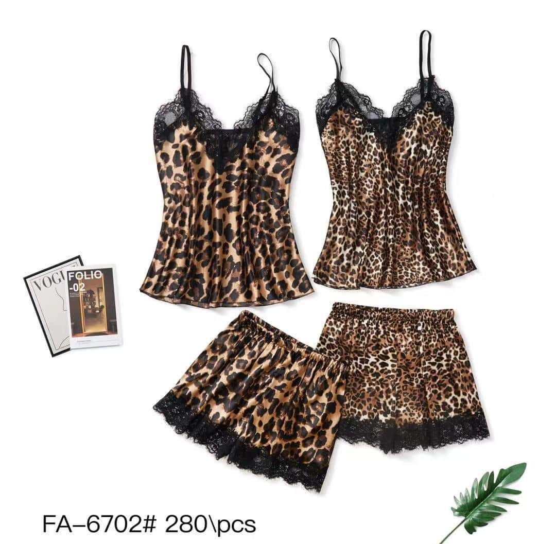 Babydoll /pigiama sexy in morbido raso fantasia Animalier - immagine 2