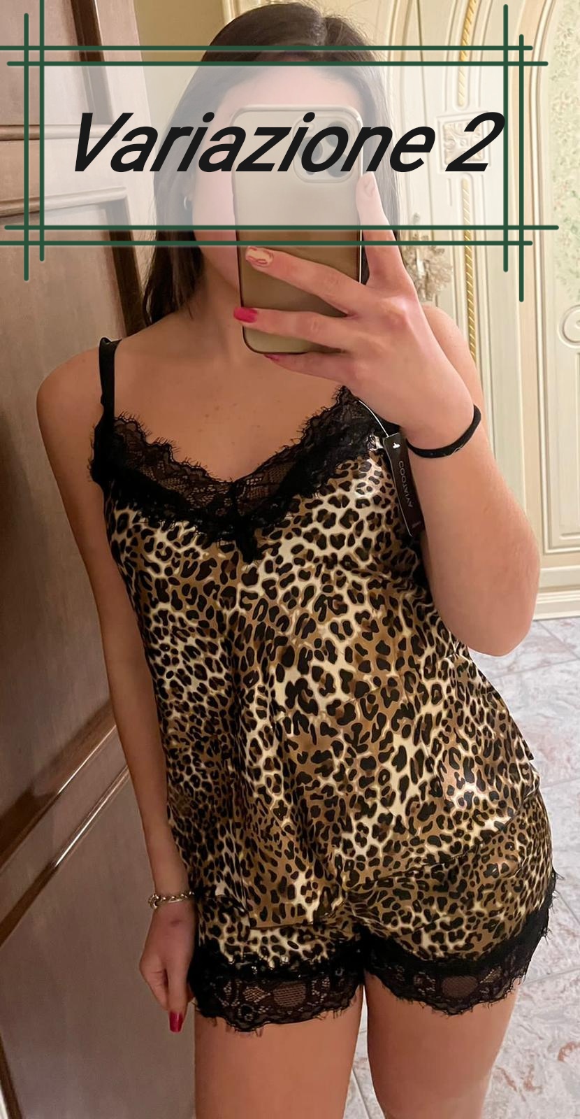 Babydoll /pigiama sexy in morbido raso fantasia Animalier - immagine 4