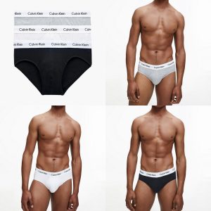 Slip uomo Calvin Klein modello Cotton strech in confezione multicolore (nero – bianco – grigio) in confezione da tre pezzi
