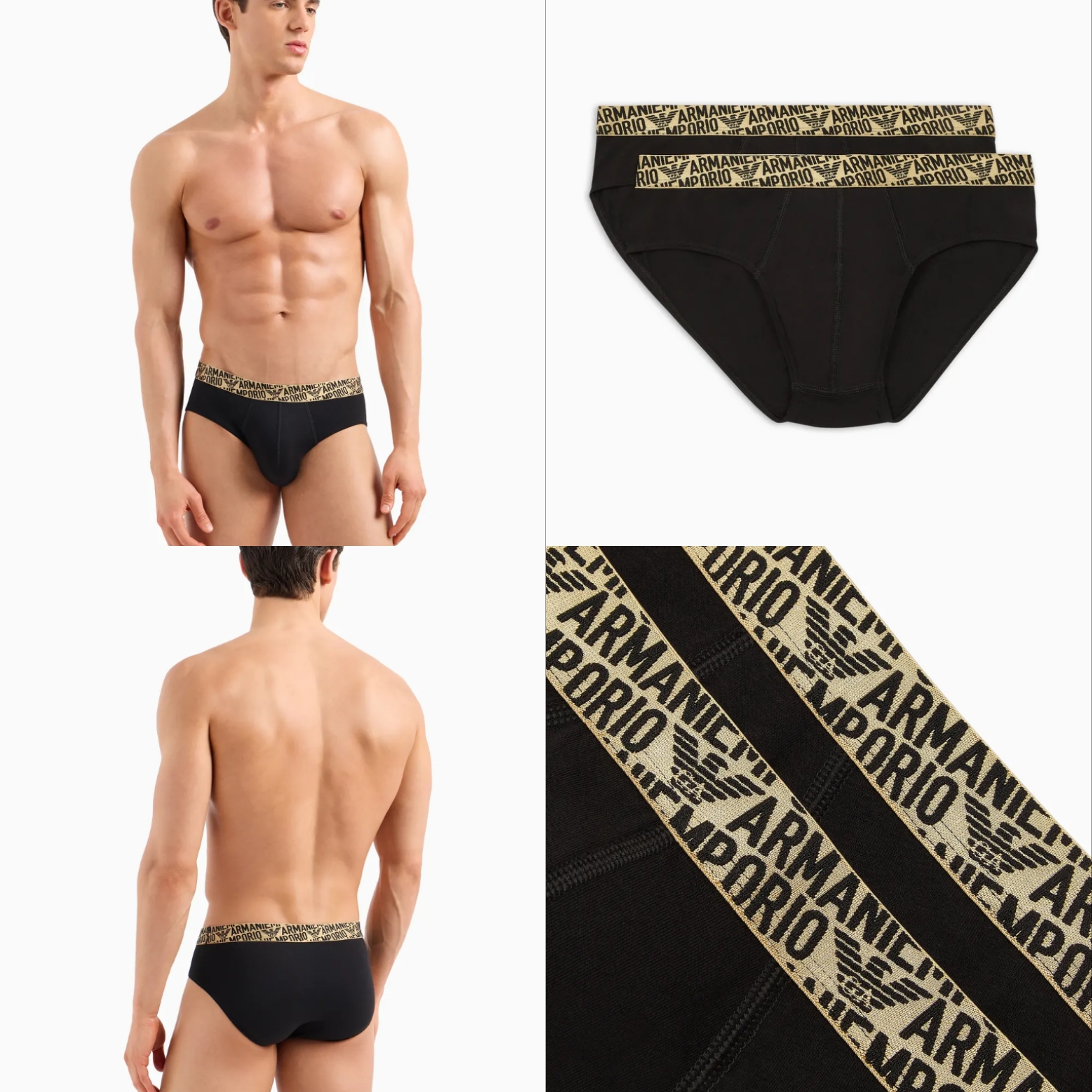 Bipack slip Emporio Armani serie oro in cotone elasticizzato - immagine 2