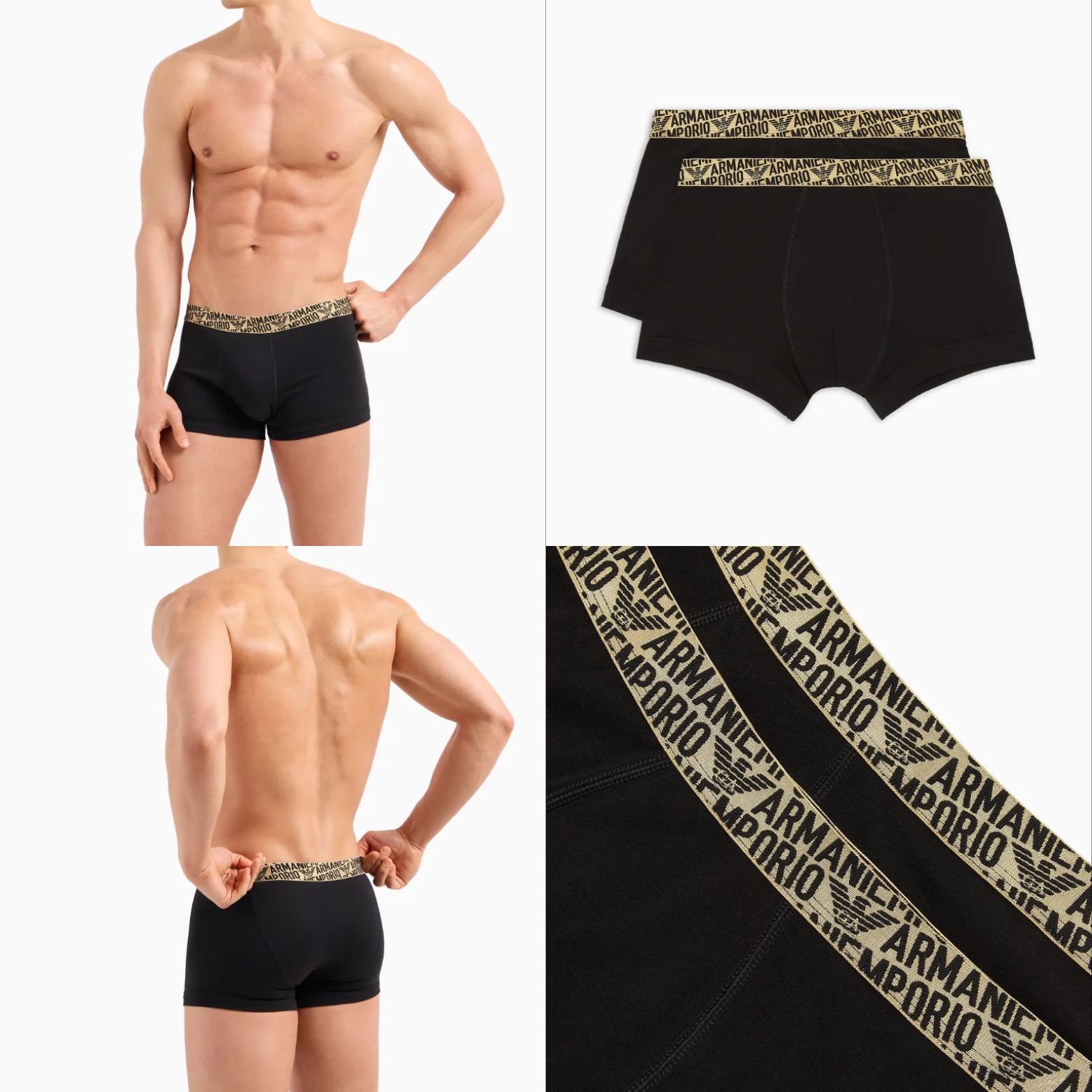 Bipack boxer parigamba Emporio Armani serie oro in cotone elasticizzato - immagine 2