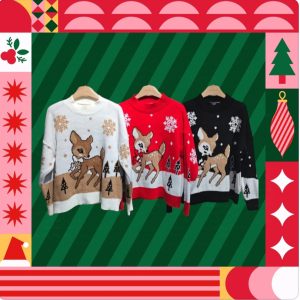 Maglione donna girocollo serie Natale modello Bamby