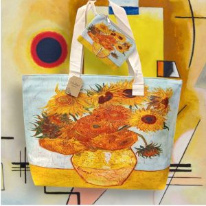 Borsa mare serie  “quadri d’autore” modello “I Girasoli”  di Vincent Van Gogh