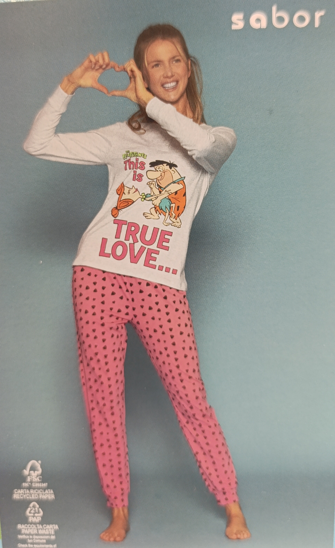 Pigiama donna marca Sabor modello The Flintstones in cotone leggero - immagine 2