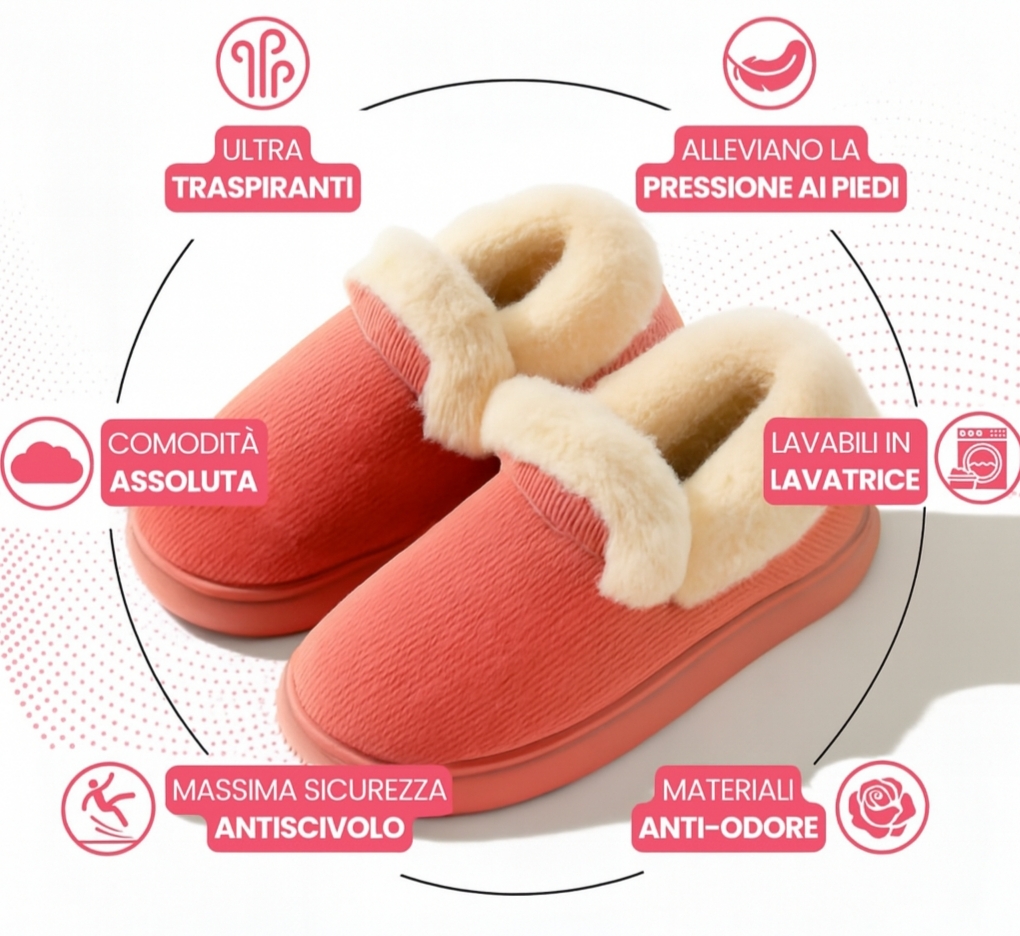 Ciabatte invernali donna serie Nuvola modello a mezzo stivaletto – calde e antiscivolo - immagine 3