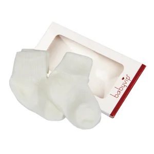 2 paia primo calzino neonato con risvolto in cotone