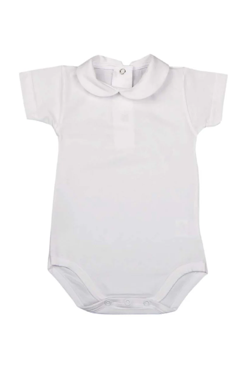 Body mezza manica in cotone elasticizzato con colletto