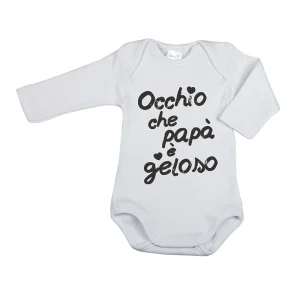 Body manica lunga con stampa "Occhio che papà è geloso"