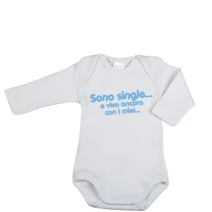 Body manica lunga con stampa "Sono single... e vivo ancora con i miei..."