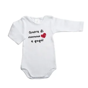 Body manica lunga con stampa "Amore di mamma e papà"