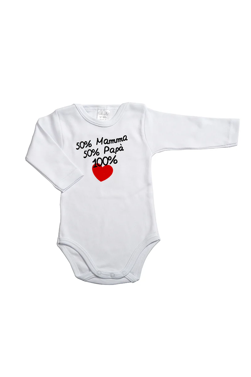 Body manica lunga con stampa - 50% Mamma 50% Papà 100% cuore