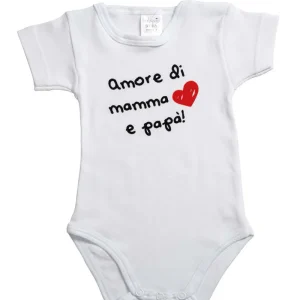 Body mezza manica con stampa "Amore di Mamma e Papà"