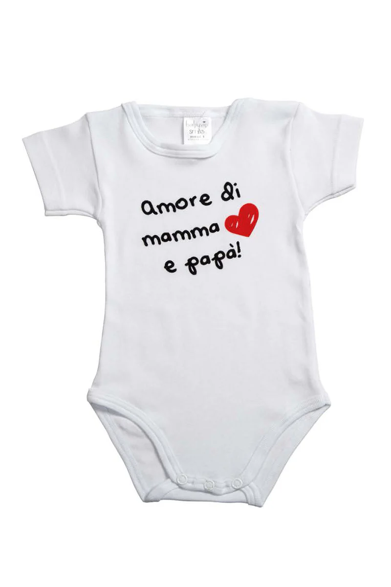 Body mezza manica con stampa "Amore di Mamma e Papà"