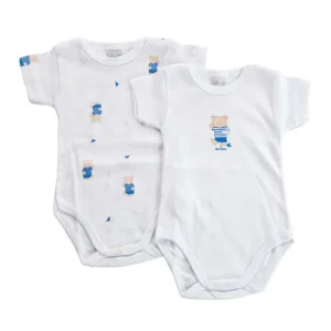 2 Body mezza manica in cotone con stampa