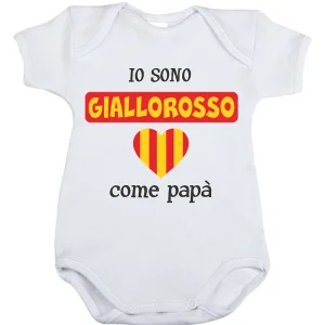 Body mezza manica in cotone con stampa "io sono giallorosso come papà"