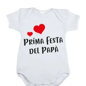 Body mezza manica in cotone con stampa "Prima festa del papà"