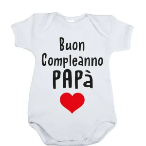 Body mezza manica in cotone con stampa "buon compleanno papà"