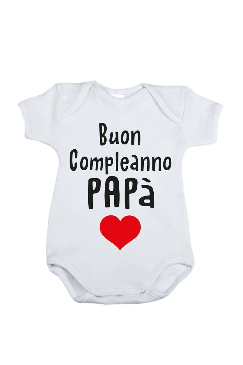 Body mezza manica in cotone con stampa "buon compleanno papà" - immagine 2
