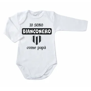 Body manica lunga in cotone con stampa "io sono bianconero come papà"