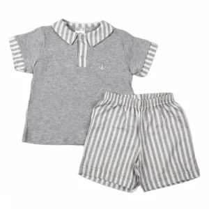 Pigiama bimbo mezza manica in cotone con ricamo