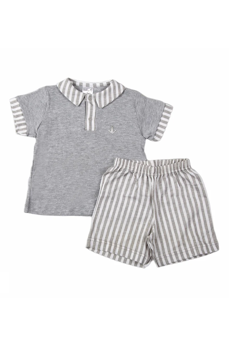 Pigiama bimbo mezza manica in cotone con ricamo