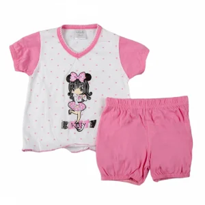 Pigiama corto bimba mezza manica in cotone con stampa