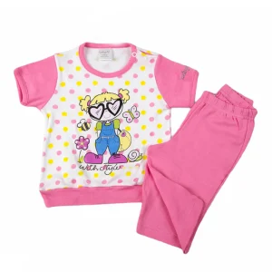 Pigiama bimba mezza manica in cotone con stampa