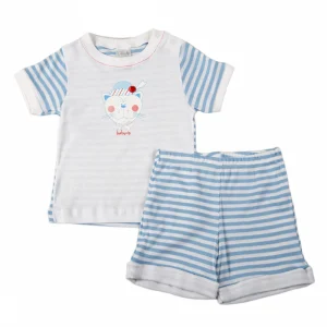 Pigiama bimbo mezza manica in cotone con stampa e applicazioni