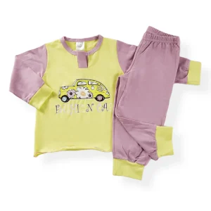 Pigiama bimba manica lunga in cotone con stampa