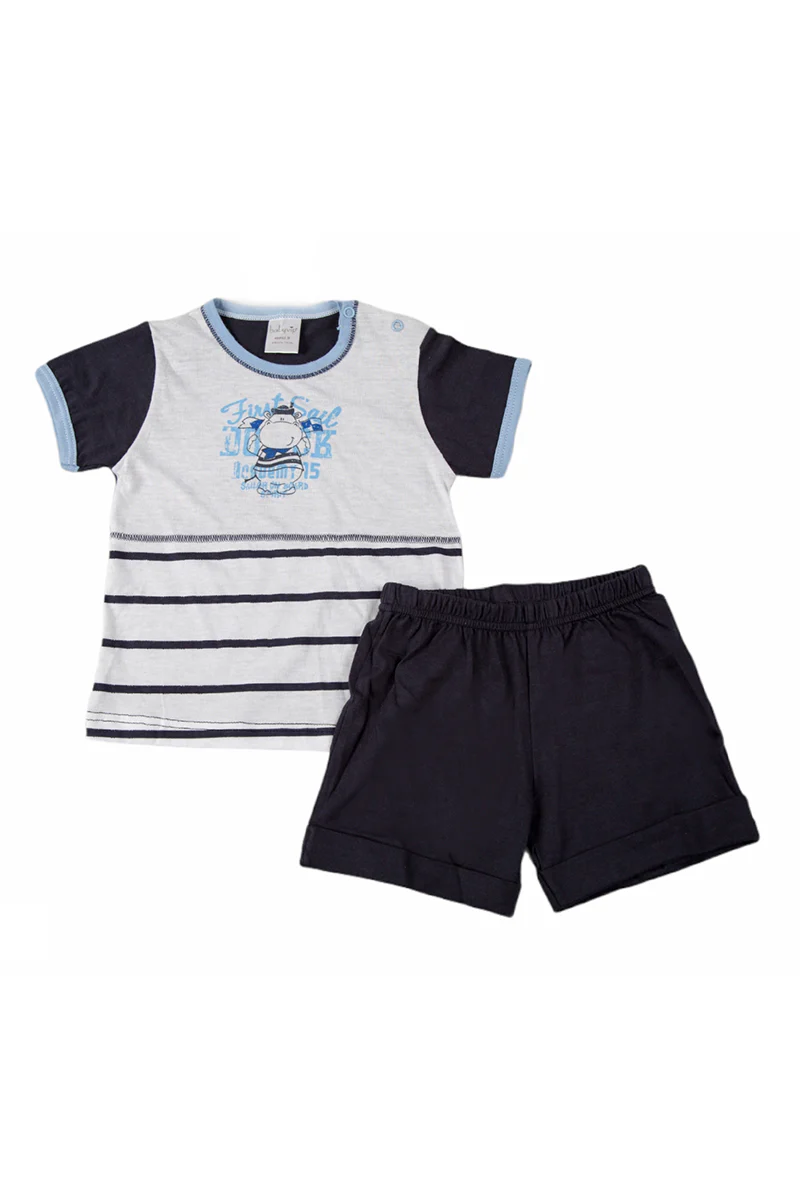 Pigiama bimbo mezza manica in cotone con stampa - immagine 2