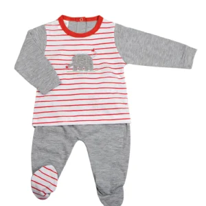 Completo 2 pezzi in jersey con ricamo elefantino