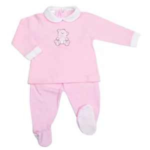 Completo 2 pezzi in jersey con ricamo orsetto