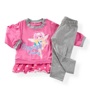 Pigiama bimba manica lunga in cotone con stampa