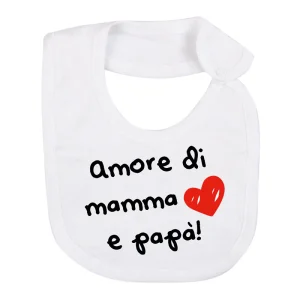Bavetta in cotone con stampa "amore di mamma e papà"