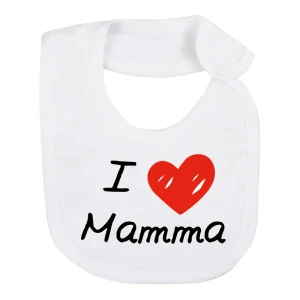 Bavetta in cotone con stampa "I love mamma"