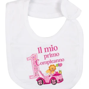 Bavetta in cotone con stampa "Il mio primo compleanno"