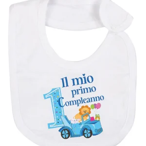 Bavetta in cotone con stampa "Il mio primo compleanno"