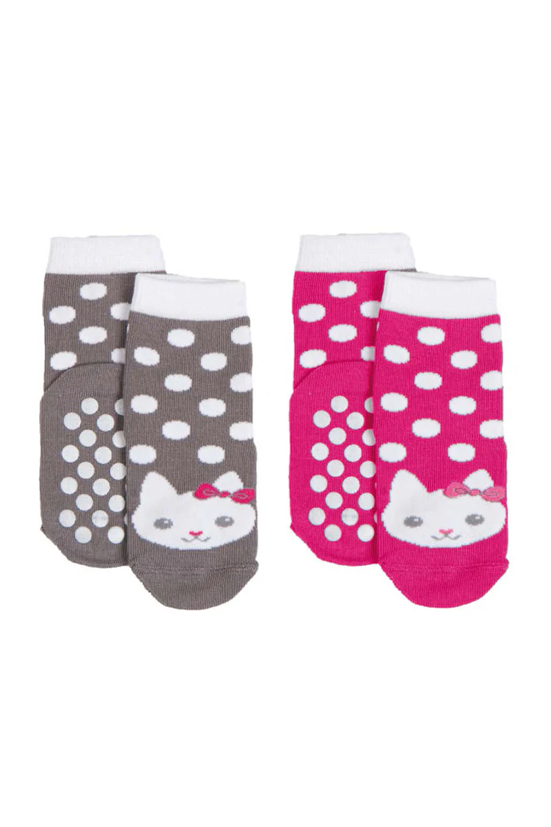 2 paia calzino in cotone con applicazione antiscivolo - immagine 2