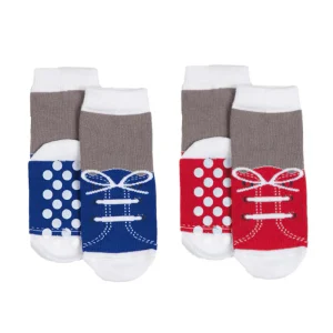 2 paia calzino in cotone con applicazione antiscivolo