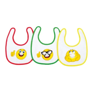 3 Bavette stampate in doppia spugna con strato interno impermeabile e chiusura a strappo