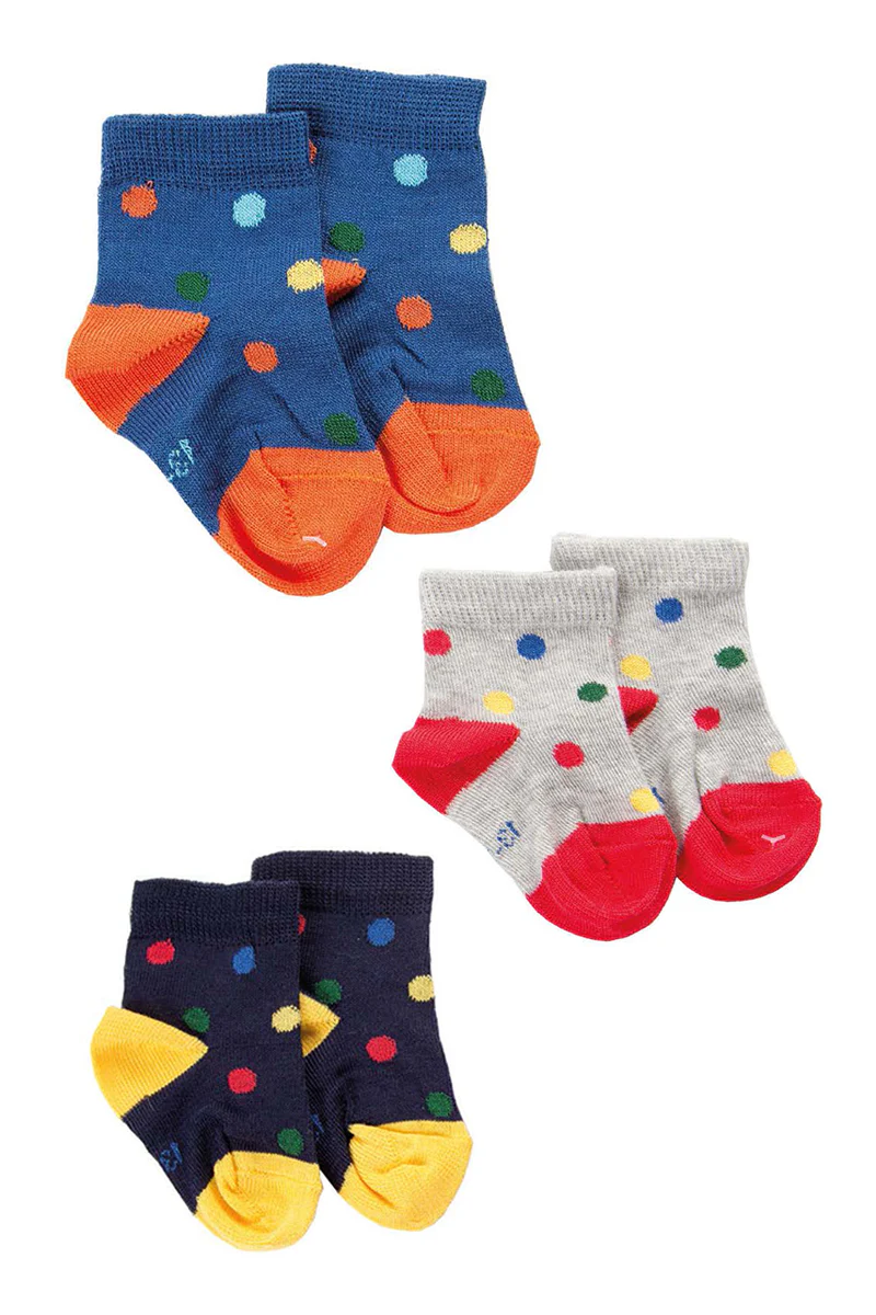 3 paia calzino corto in cotone mercerizzato con fantasia colorata a pois - immagine 2