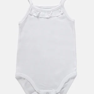 Body neonato spalla stretta in cotone filo di scozia con rouches