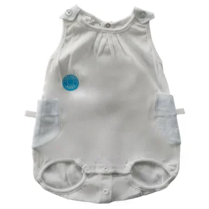 Pagliaccetto spalla larga in cotone con tasche laterali