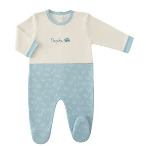 Tutina manica lunga in cotone con stampa