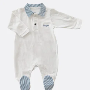 Tutina manica lunga in cotone con ricamo