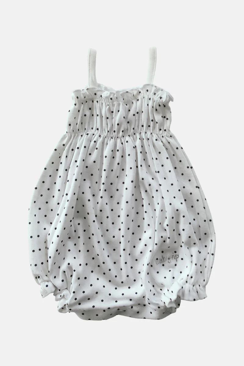 Pagliaccetto spalla stretta neonata con fantasia a pois in cotone con strass - immagine 5