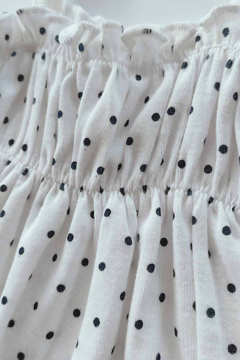 Pagliaccetto spalla stretta neonata con fantasia a pois in cotone con strass - immagine 6